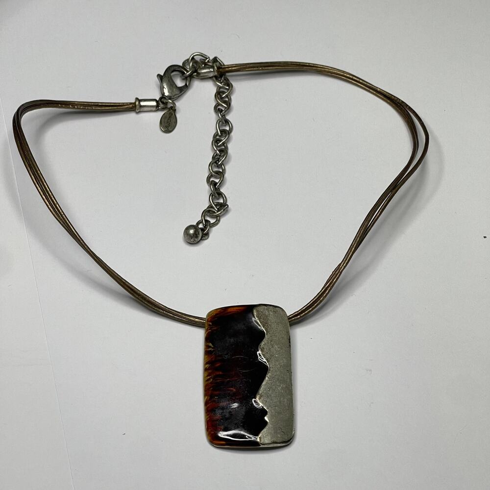 Chico's pendant necklace enameled and earrings SET vintage or vintage look